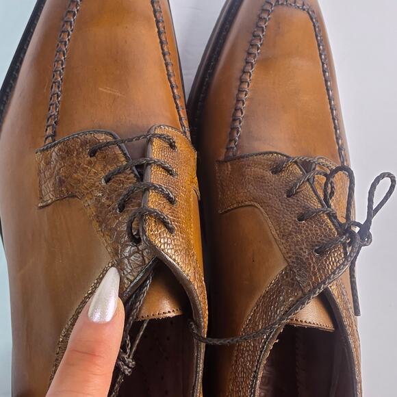 Belvedere Exotic Men\'s Brown Leather Lace Up Moc Toe Oxford Dress Shoes - 8.5 main image 15